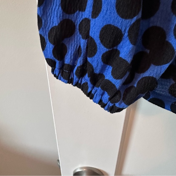 Ava & Viv Blue Polka Dot Tie Front Blouse 2X Long Sleeve - Picture 5 of 9